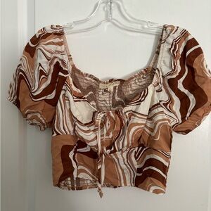 Pacsun LA Hearts Printed Off The Shoulder Crop Top, Sz M, NWT